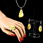 0025542 Серебро 925 Комплект серьги 8-10гг; кольцо 4,53г, подвеска 4-5гг