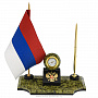 Настольный набор из змеевика с часами и флагом "Герб", фотография 1. Интернет-магазин ЛАВКА ПОДАРКОВ