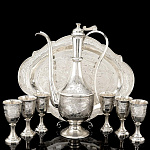 0054704 Серебро 875* НАБОР КОНЬЯЧНЫЙ 8 предметов гравировка,,  В П/У 1 021,6