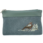 -2090000025507 Косметичка канвас Мод 545 Рис 1769 А /канвас морск  /4.27.04/+кожа иск мятная /