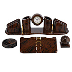 05003 Нат.Камень Письменный набор "Для руководителя" Обсидиан , Бронза, А1-ОВ013