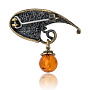 Брошь с янтарной вставкой "Колокольчик", фотография 2. Интернет-магазин ЛАВКА ПОДАРКОВ