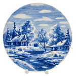 Тарелка декоративная "Зимний пейзаж". Гжель