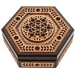  Береста Шкатулка шестиугольная дерево прор. (24001)