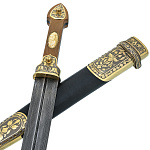 202701 Оружие сувенирное КИНЖАЛ "ПЛАСТУН",дамаск с позолотой