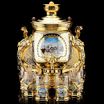 0035144/SUV3251 Златоуст Чайный набор :САМОВАР 5л комб.+Сервиз на 6 персон