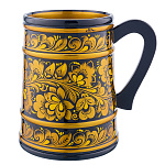 Кружка деревянная с росписью "Кудрина". Хохлома