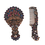 0063909 Сувенир Набор ЗЕРКАЛО ручка-подставка С РАСЧЕСКОЙ "ПАВЛИН" 13.5*7 см