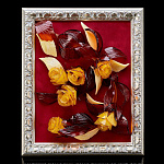 0055494-НП ПАННО "Розы" янтарное шир.23м, высота 28см (серебр. рама)