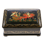 0061396-17*12*6см  Лаковая миниатюра Палех ШКАТУЛКА "Тройка" Ларина