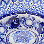 Фруктовница "Волнистая Ажурная" в кобальте. Гжель, фотография 1. Интернет-магазин ЛАВКА ПОДАРКОВ