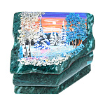 0074924/1023 Нат.камень ШКАТУЛКА   с рисунком Змеевик 110*90*70 ММ