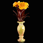 Сувенир "Цветы в вазе" (янтарь, оникс)