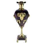 0050569 Нат.камень ВАЗА "Античная" 40*18см, Обсидиан, позолота, 