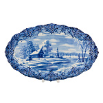 Тарелка декоративная "Зима в деревне". Гжель