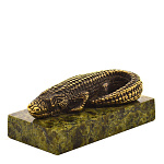 28014/ФР Бронза Сувенир Статуэтка "Крокодил малый" Бронза Змеевик 