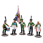 281691 Оловянная миниатюра Набор солдатиков"КУТУЗОВ и Преображенский полк 1812 г" (5 фигур)