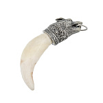  АМУЛЕТ "Клык волка" 6см (клык волка натуральный, мельхиор)