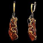 0050425/Серьги 721026 вст.янтарь р/п (Ag 925)