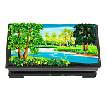 0074916/1075 Нат.камень Шкатулка "Летний пейзаж"  Змеевик 180*90*80 мм