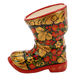 0026892 Хохлома Сувенир ВАЗА-ПОДСТАВКА "САПОГ" ок.18*10*20см (керамика)
