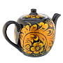 Чайник заварочный 500 мл "Золотая кудрина". Хохлома, фотография 3. Интернет-магазин ЛАВКА ПОДАРКОВ