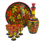 0017816  Хохлома Набор "Коньячный" 8пр.Графин+6рюмок+поднос