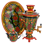 0072131 Самовар электрический "РЯБИНА" 4 л рюмка,с голуб,овал