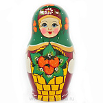 0015151/53-107 МАТРЕШКА "Авторская Зеленый платок/корзинка" 8мест АР №72
