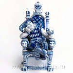 8299 Гжель "Скульптура "Шут на троне" 23*15см Авт. Черновы Л.и В.   