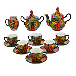 100393  Хохлома Сервиз на 6 перс. "Хохломской РЯБИНА" 15пр