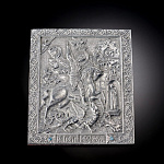  Иконка карманная, серебрение, камни."Георгий Победоносец"6*7см