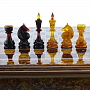 Шахматный ларец с инкрустацией и фигурами из янтаря 65х65 см, фотография 3. Интернет-магазин ЛАВКА ПОДАРКОВ