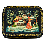 0044937/14*11см  Лаковая миниатюра Палех ШКАТУЛКА "У колодца" Марова