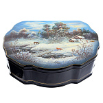 /21*16*4,5см Художественная роспись Шкатулка "Пейзаж" АР  фигурная/250