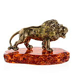 0068185 Сувенир Лев  бронза/янтарь (коньячный)