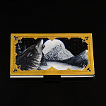 0046244 Златоуст ВИЗИТНИЦА карманная (ВОЛК) позолота  в ПУ