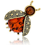 0045052/1165.4 Брошь Божья коровка Большая (коньячный)