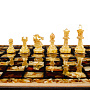 Шахматы складные с инкрустацией и фигурами из янтаря 34х34 см, фотография 4. Интернет-магазин ЛАВКА ПОДАРКОВ