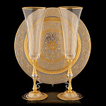  Златоуст Набор для шампанского (блюдо +2 бокала) Эмаль