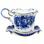 Чайная пара "Колокольчик". Гжель в золоте, фотография 1. Интернет-магазин ЛАВКА ПОДАРКОВ