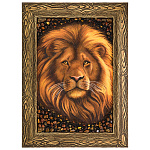 300252 -НП Картина янтарная "ЛЕВ ЦАРЬ ЗВЕРЕЙ"60*40 см