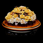 0064201-НП КОМПОЗИЦИЯ цветочная НАСТОЛЬНАЯ д=48см  Янтарь, дерево