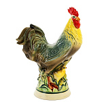 -0,7л-БЕЛ/ЗОЛ Фарфор ШТОФ "ПЕТУХ с цыпленком" в цвете 0,7л 5097