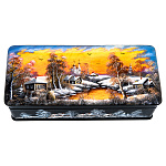 202563 Шкатулка с худ росписью "Зима в деревне",23*10*7,5 см