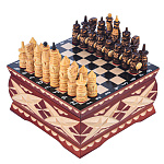 Шахматы деревянные в ларце "Резные" 19х19 см