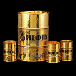 0069358 Златоуст НАБОР ВОДОЧНЫЙ "НЕФТЬ": фляга+3 стопки в П/У