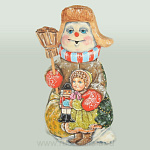 0011150 Скульптура из дерева "Снеговик"  в ассортименте h ок. 22см