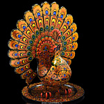 0019030-ПОДСТАВКА  Хохолома  Братина "ПАВЛИН" с подносом d=35см