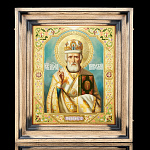 0057982/32*27см  ИКОНА "НИКОЛАЙ ЧУДОТВОРЕЦ" В КИОТЕ